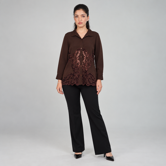 Espresso Lacework Brown Shirt