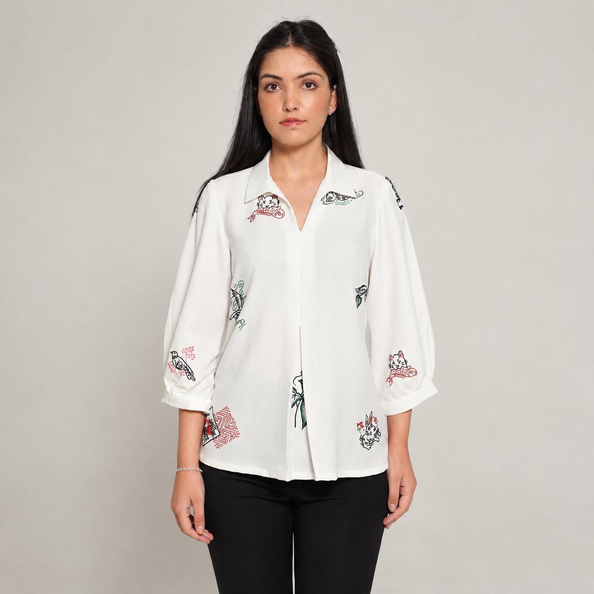 Ivory Story Embroidered Shirt