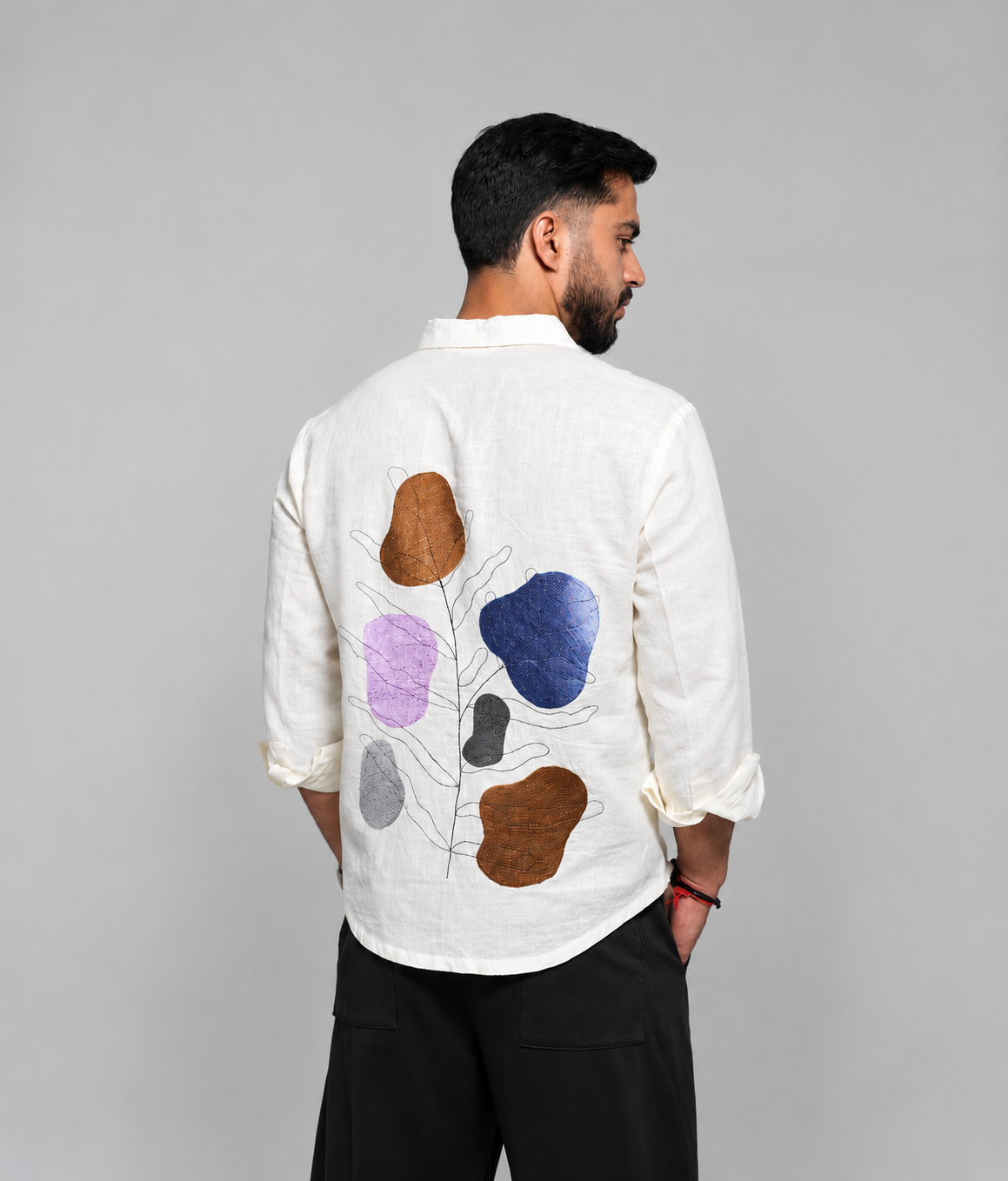 Ivory Utility Linen Shirt for Men | Rafia