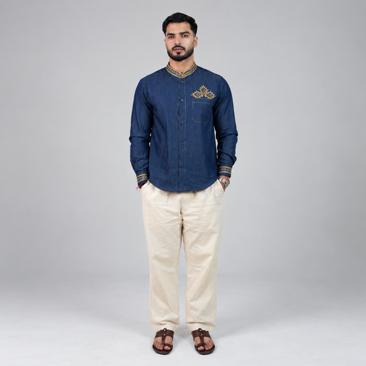 Midnight Blue Heritage Embroidered Shirt