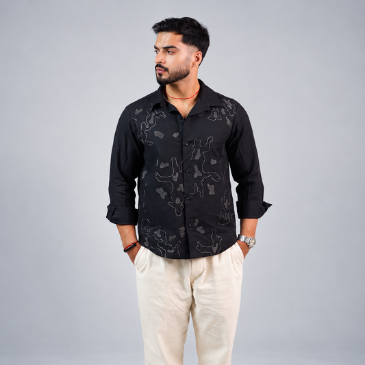 Noir Abstract Embroidered Shirt