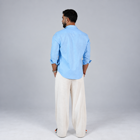 Sky Blue Botanical Embroidered