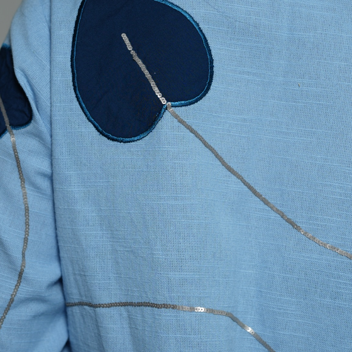 Sky Blue Heart Appliqué Co-Ord Set