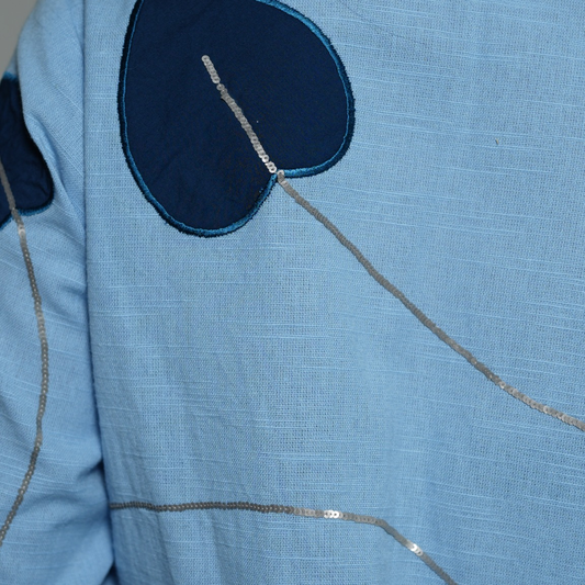 Sky Blue Heart Appliqué Co-Ord Set