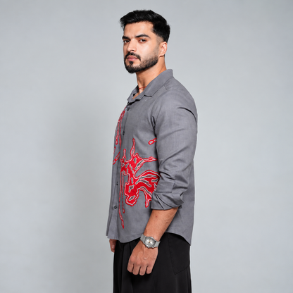Grey Abstract Art Shirt for Men | Rafia