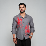 Grey Abstract Art Shirt for Men | Rafia