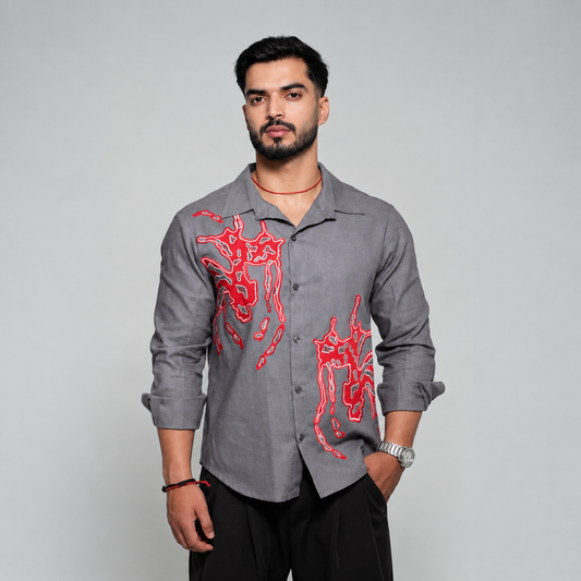 Grey Abstract Art Shirt for Men | Rafia