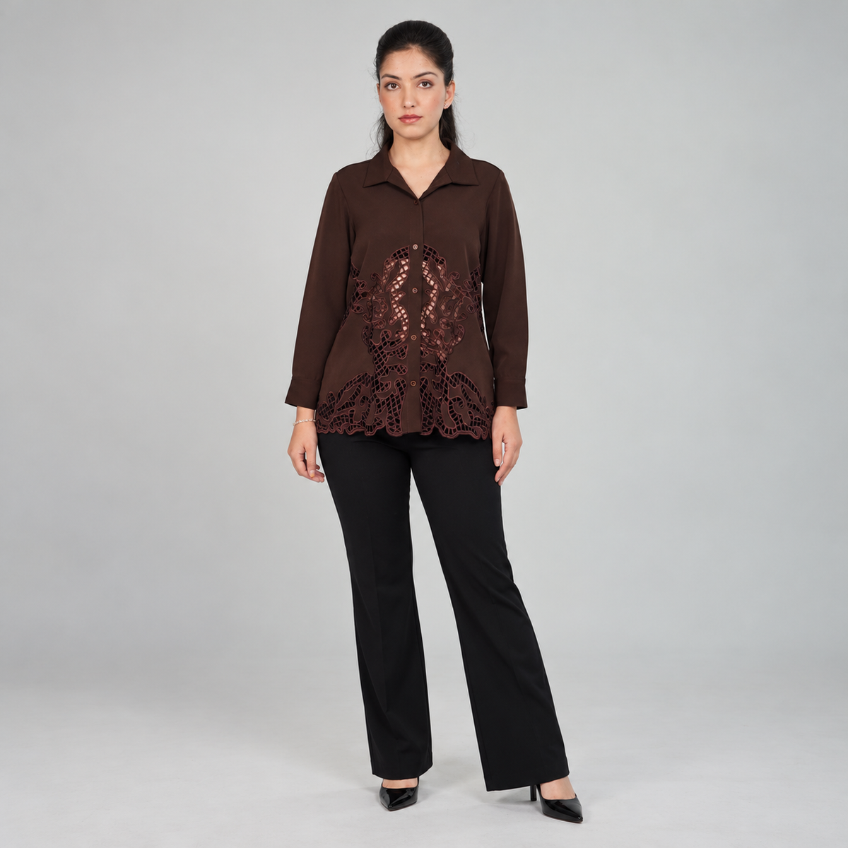 Espresso Lacework Brown Shirt