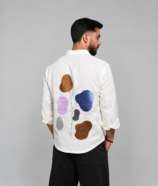 Ivory Utility Linen Shirt for Men | Rafia