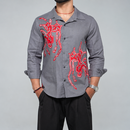 Grey Abstract Art Shirt for Men | Rafia