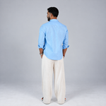 Sky Blue Botanical Embroidered